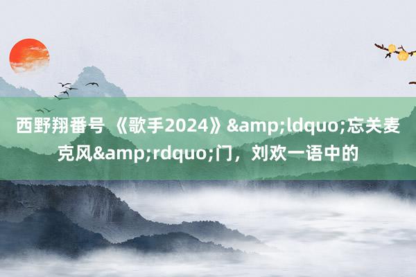 西野翔番号 《歌手2024》&ldquo;忘关麦克风&rdquo;门，刘欢一语中的