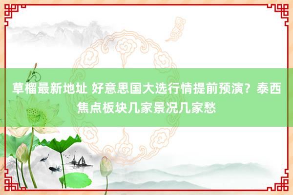 草榴最新地址 好意思国大选行情提前预演？泰西焦点板块几家景况几家愁