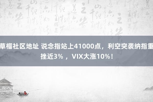 草榴社区地址 说念指站上41000点，利空突袭纳指重挫近3% ，VIX大涨10%！